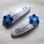 White And Blue Flower Baby Hair Clips