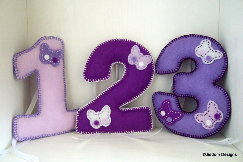 Lilac Butterfly Felt Number Decorations