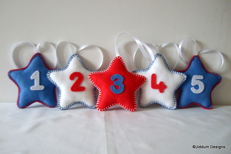 Red, White And Blue Star Number Nursery Decorations